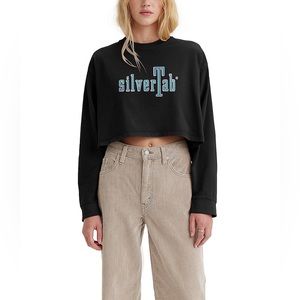 ‼️CLEARANCE SALE‼️Women’s Levi Silvertab Black Cropped Long Sleeve Tee Shirt NWT